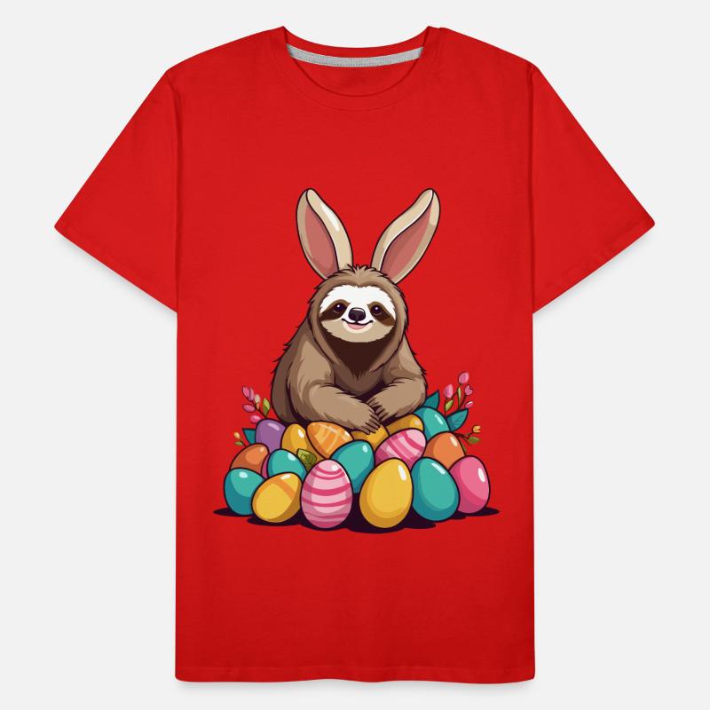 Funny Sloth Easter Bunny Iconic Easter Men's Premium Organic T-Shirt