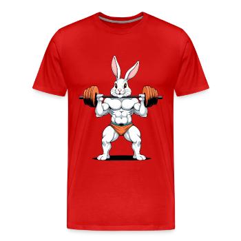 Osterhase Body Building Tier Lustiger Workout - Männer Premium Bio T-Shirt - Rot - Vorne - Damien (186cm)