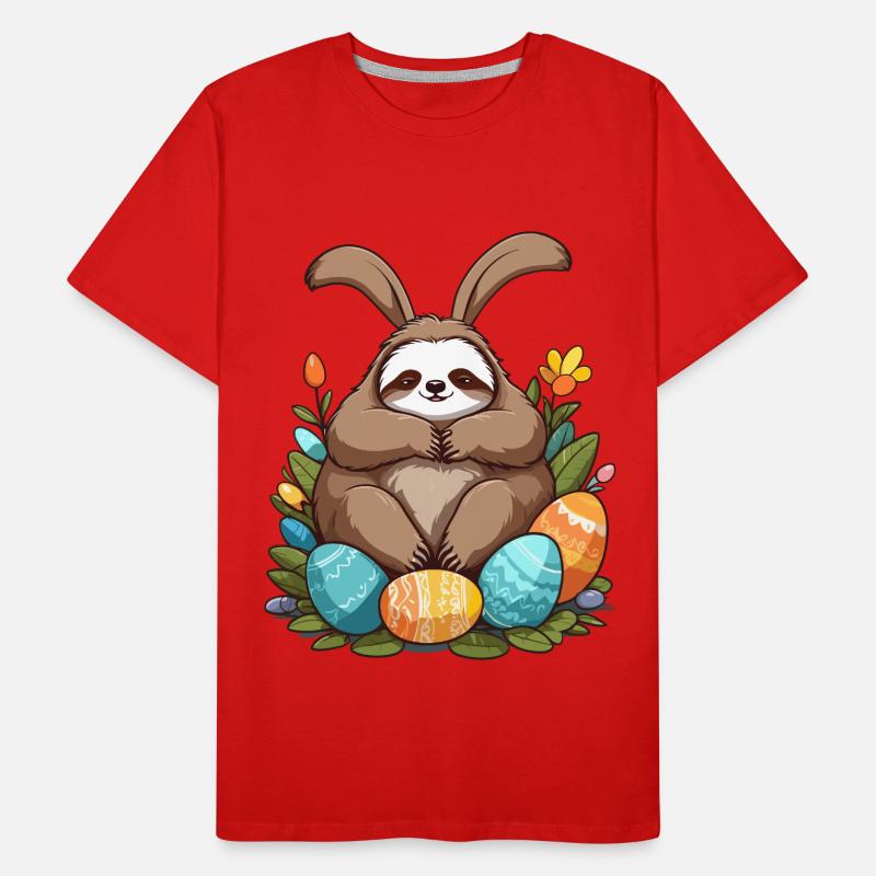 Funny Sloth Easter Bunny Cute Easter Sloth Men's Premium Organic T-Shirt