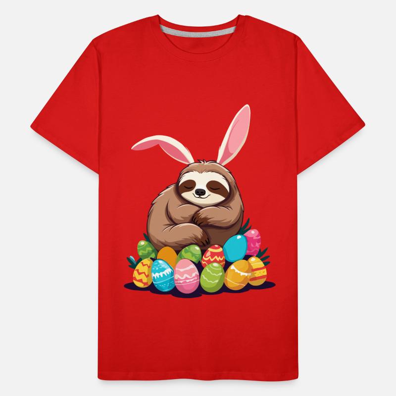 Funny Sloth Easter Bunny Iconic Easter Men's Premium Organic T-Shirt
