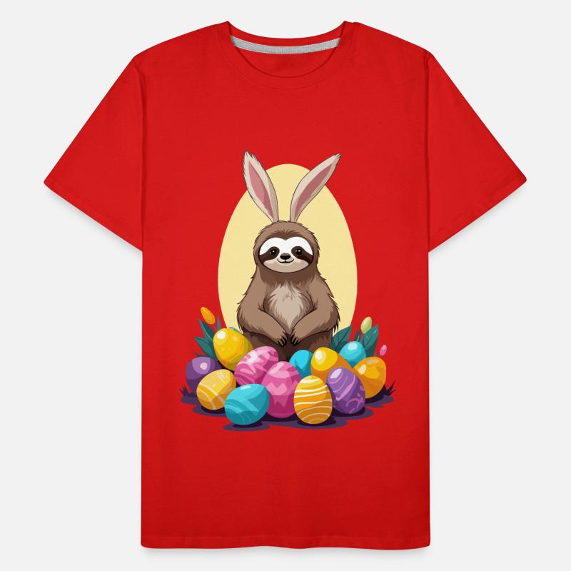 Funny Sloth Easter Bunny Iconic Easter Men's Premium Organic T-Shirt