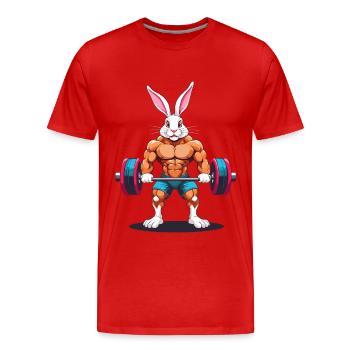 Osterhase Body Building Tier Lustiger Workout - Männer Premium Bio T-Shirt - Rot - Vorne - Damien (186cm)