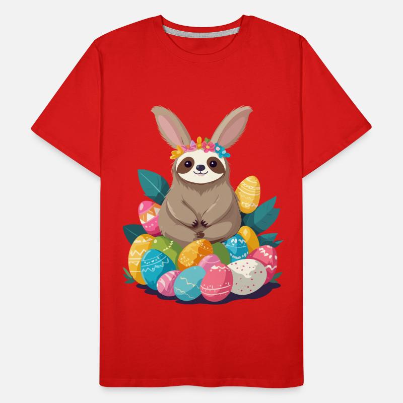 Funny Sloth Easter Bunny Iconic Easter Men's Premium Organic T-Shirt