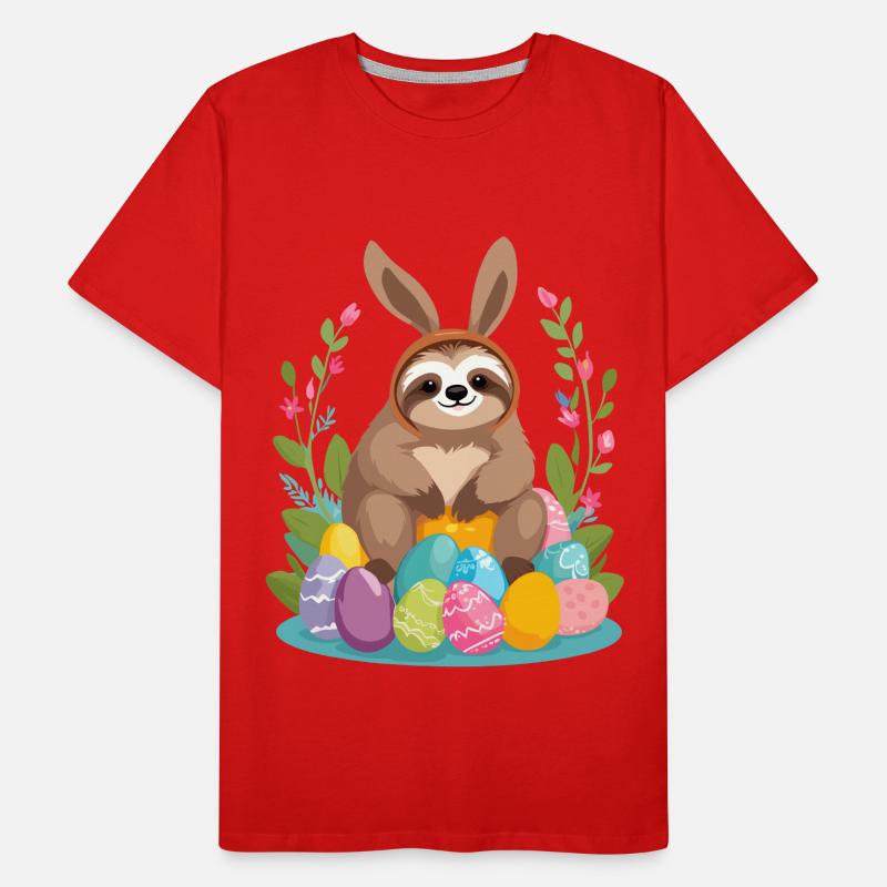 Funny Sloth Easter Bunny Iconic Easter Men's Premium Organic T-Shirt