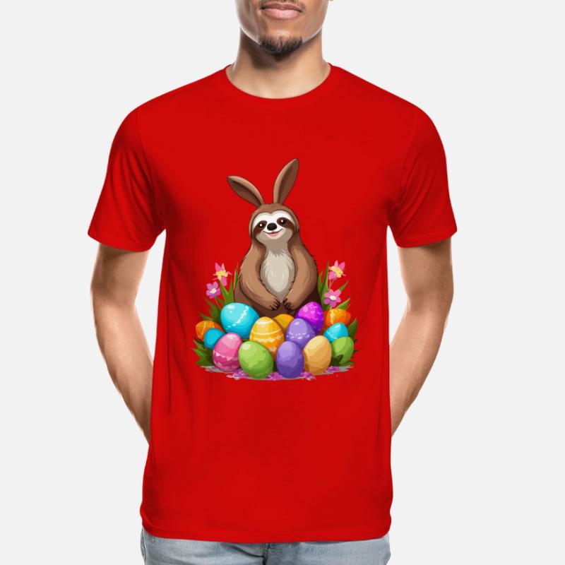 Funny Sloth Easter Bunny Cute Easter Design Men's Premium Organic T-Shirt