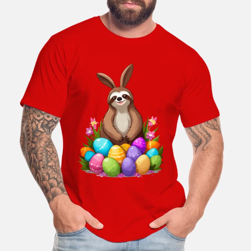 Funny Sloth Easter Bunny Cute Easter Design Men's Premium Organic T-Shirt
