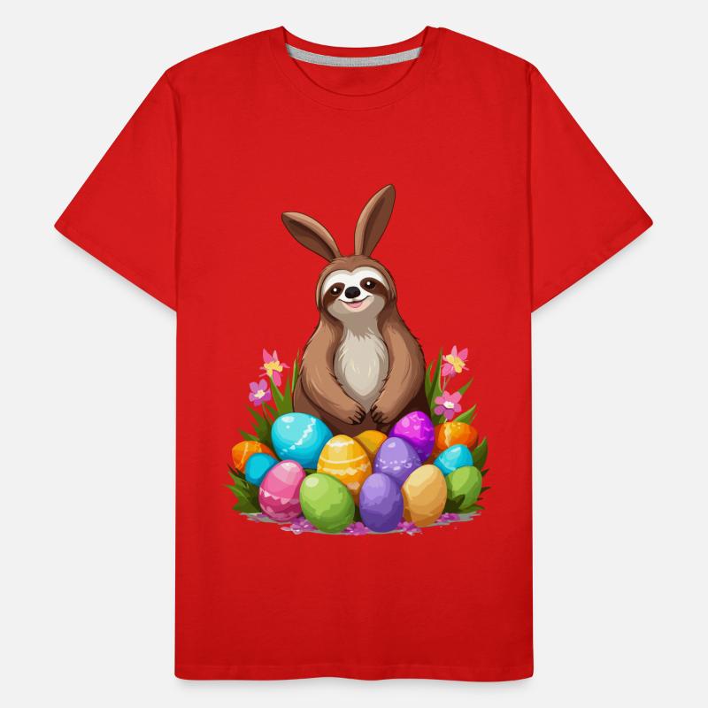 Funny Sloth Easter Bunny Cute Easter Design Men's Premium Organic T-Shirt