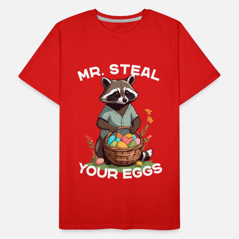 Funny Raccoon Eggs Thief Easter Saying Men's Premium Organic T-Shirt