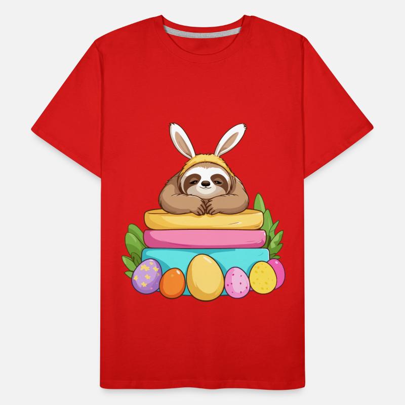 Funny Sloth Easter Bunny Iconic Easter Men's Premium Organic T-Shirt