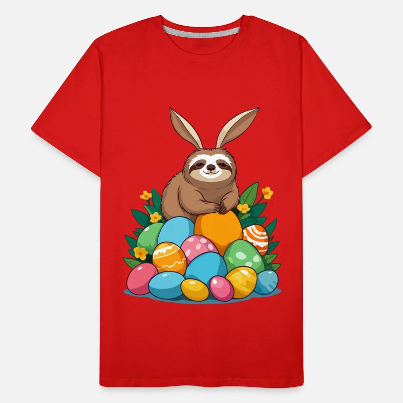 Funny Sloth Easter Bunny Iconic Easter Men's Premium Organic T-Shirt
