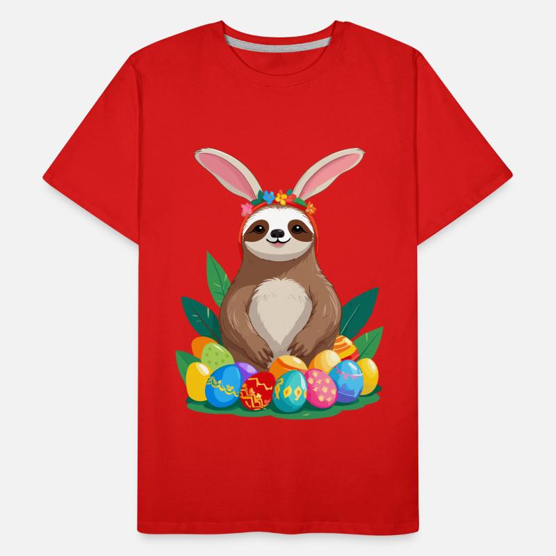 Funny Sloth Easter Bunny Iconic Easter Men's Premium Organic T-Shirt