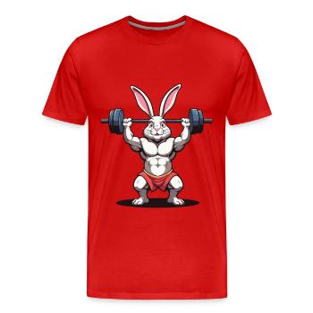 Osterhase Body Building Tier Lustiger Workout - Männer Premium Bio T-Shirt - Rot - Vorne - Damien (186cm)