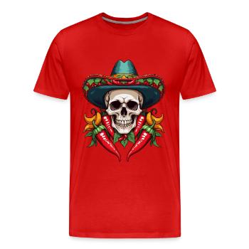Aesthetic Chili Skull Design Mexikanisch Style - Männer Premium Bio T-Shirt - Rot - Vorne - Damien (186cm)