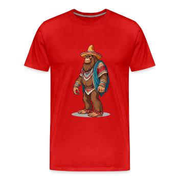 Sasquatch Bigfoot mexicain avec sombrero - T-shirt bio Premium Homme - rouge - Devant - Damien (186cm)