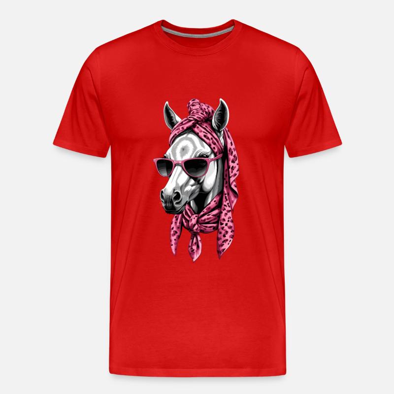Mama Pferd Stilvolle Pferdeliebe Pferdemädchen - Männer Premium Bio T-Shirt - Rot