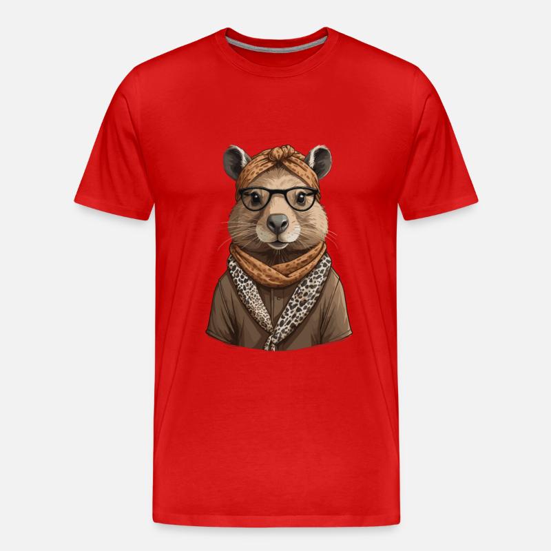 Drôle Capymama Capybara Mère Design - T-shirt bio Premium Homme - rouge