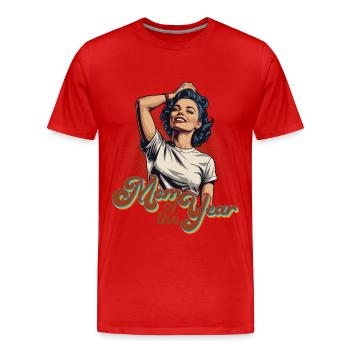 Mutter des Jahres Lustige Mama Muttertag Design - Männer Premium Bio T-Shirt - Rot - Vorne - Damien (186cm)