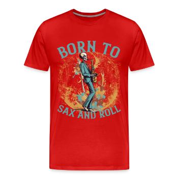 Saxophonist Rock Funny Jazz Music Design - Men's Premium Organic T-Shirt - red - Front - Damien (186cm)
