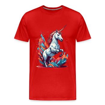 Couleurs vives uniques Unicorn Fantasy - T-shirt bio Premium Homme - rouge - Devant - Damien (186cm)