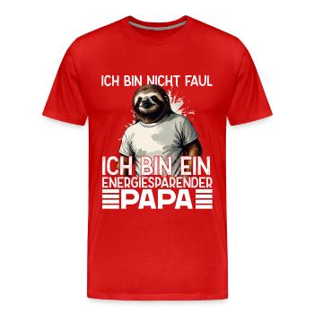 Funny Sloth Dad Humorous Saying - Men's Premium Organic T-Shirt - red - Front - Damien (186cm)