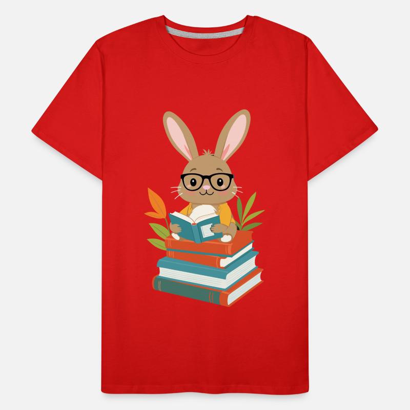 Reading Bunny Enthusiastic Book Lover Bunny Men's Premium Organic T-Shirt