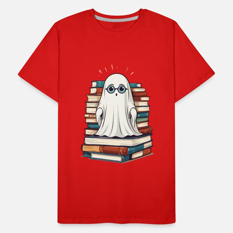 Lecture Halloween Ghost Petits Livres Ghost T-shirt bio Premium Homme