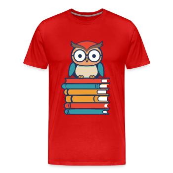 Livres Hibou mignon rat de bibliothèque rat de bibliothèque rat de bibliothèque - T-shirt bio Premium Homme - rouge - Devant - Damien (186cm)