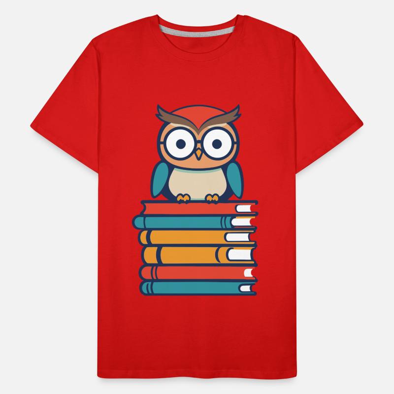 Bücher Eule Niedlicher Bücherwurm Leseratte Männer Premium Bio T-Shirt