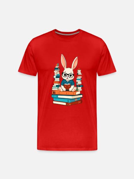 Reading bunny Enthusiastic book lover - Men's Premium Organic T-Shirt - red