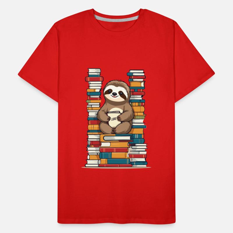 Funny book lover sloth reading book Men's Premium Organic T-Shirt