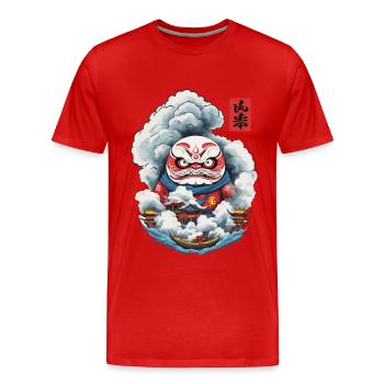 Japanischer Daruma Aesthetic Yokai Design - Männer Premium Bio T-Shirt - Rot - Vorne - Damien (186cm)