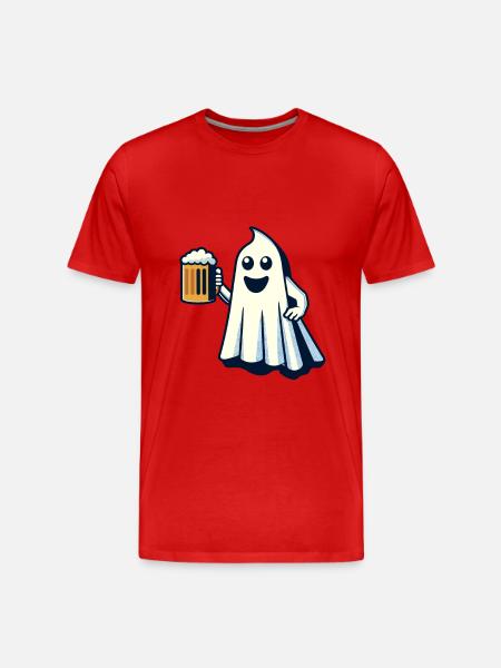 Funny Boozing Ghost Halloween Party - Men's Premium Organic T-Shirt - red