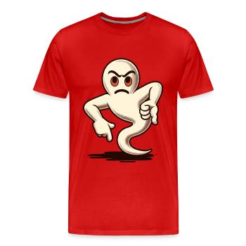 Cool Ghost Gives Thumbs Down Funny Halloween - Men's Premium Organic T-Shirt - red - Front - Damien (186cm)
