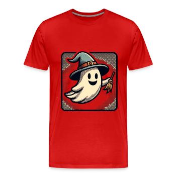 Drôle Sorcière Fantôme Sorcières Balai Halloween - T-shirt bio Premium Homme - rouge - Devant - Damien (186cm)