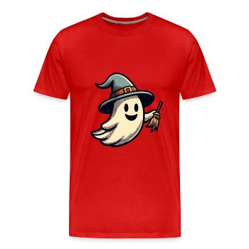 Drôle Sorcière Fantôme Sorcière Balai Halloween - T-shirt bio Premium Homme - rouge - Devant - Damien (186cm)