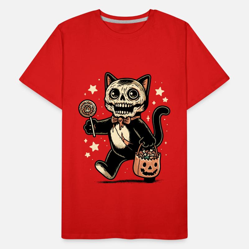 Untote Zombie Katze Süßes Oder Saures Halloween Männer Premium Bio T-Shirt
