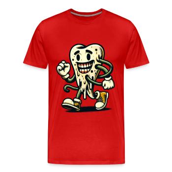 Halloween Hygiène Dentaire Drôle Dent Zombie - T-shirt bio Premium Homme - rouge - Devant - Damien (186cm)