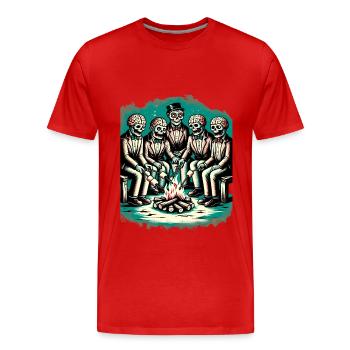 Camping Am Lagerfeuer Halloween Kostüm Deko - Männer Premium Bio T-Shirt - Rot - Vorne - Damien (186cm)