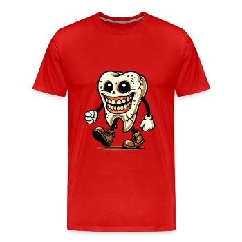 Halloween Hygiène Dentaire Drôle Dent Zombie - T-shirt bio Premium Homme - rouge - Devant - Damien (186cm)