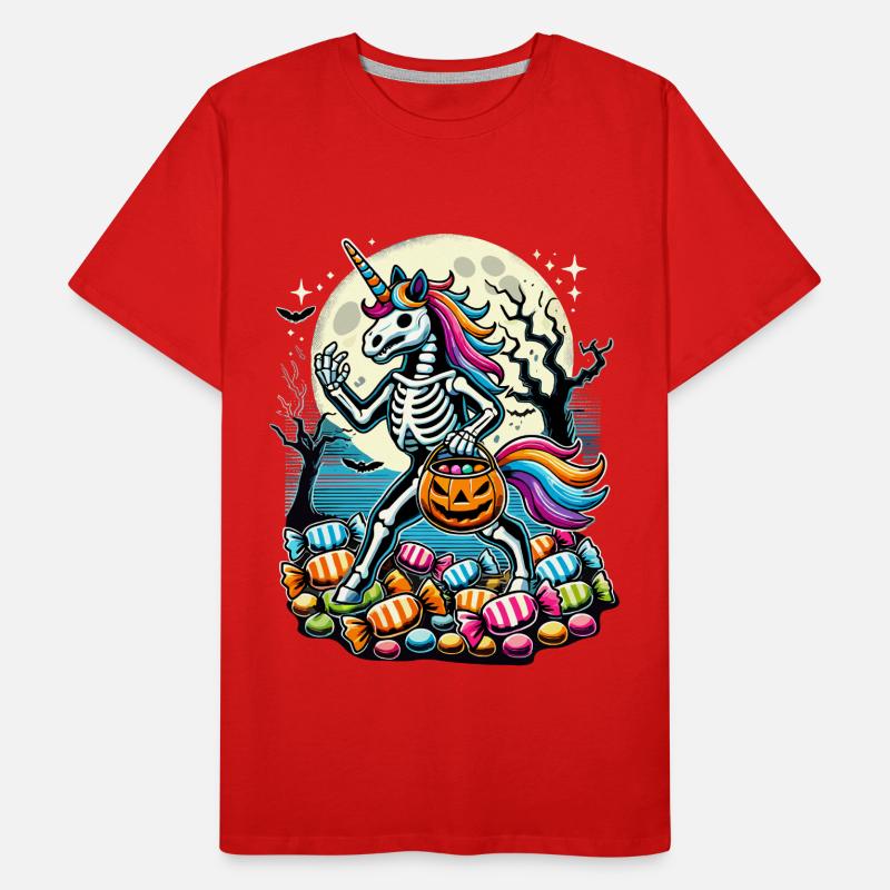 Funny Unicorn Skeleton Lying Candy Men's Premium Organic T-Shirt
