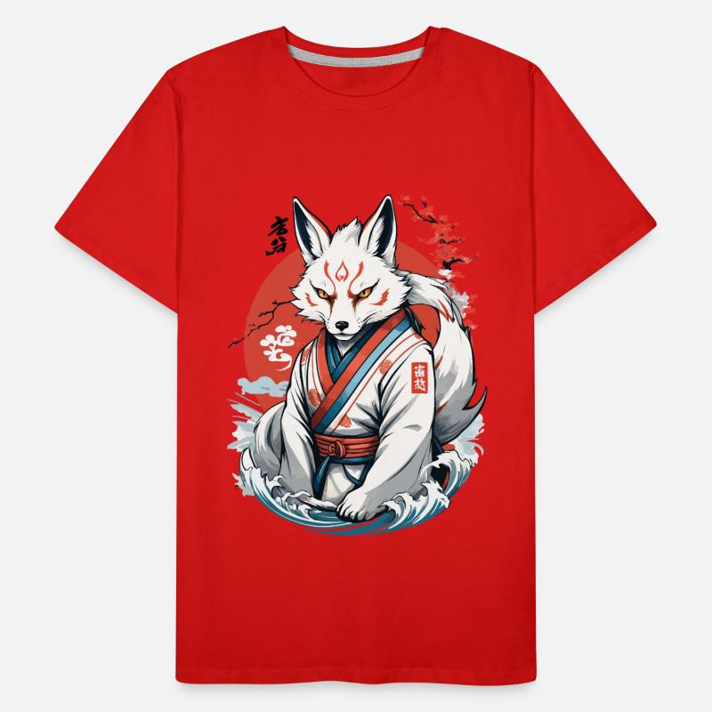 Kitsune Samurai Fox Vintage Ukiyo-e Style Men's Premium Organic T-Shirt