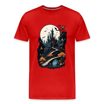 Château hanté effrayant Château hanté magique - T-shirt bio Premium Homme - rouge - Devant - Damien (186cm)