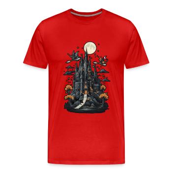 Château hanté effrayant Château hanté magique - T-shirt bio Premium Homme - rouge - Devant - Damien (186cm)