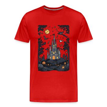 Château hanté effrayant Château hanté magique - T-shirt bio Premium Homme - rouge - Devant - Damien (186cm)