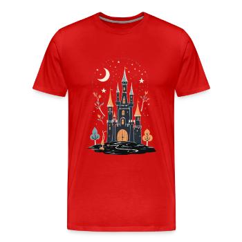 Château hanté effrayant Château hanté magique - T-shirt bio Premium Homme - rouge - Devant - Damien (186cm)