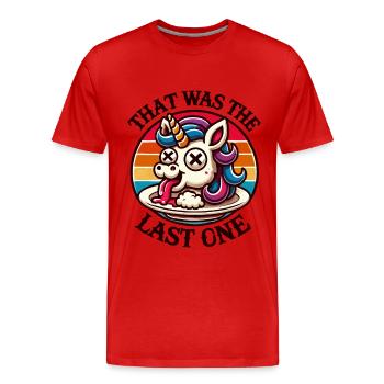 licorne drôle disant humour noir plus drôle - T-shirt bio Premium Homme - rouge - Devant - Damien (186cm)