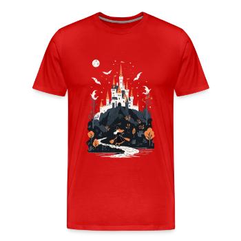 Château hanté effrayant Château hanté magique - T-shirt bio Premium Homme - rouge - Devant - Damien (186cm)