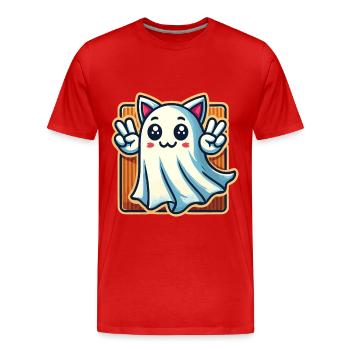 Cat Ears Ghost Kemonomimi Girl Costume Idea - Men's Premium Organic T-Shirt - red - Front - Damien (186cm)