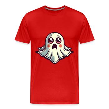 Erschrockenes Gespenst Lustiges Geister Design - Männer Premium Bio T-Shirt - Rot - Vorne - Damien (186cm)
