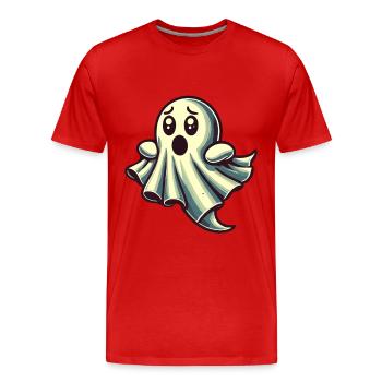 Erschrockenes Gespenst Lustiges Geister Design - Männer Premium Bio T-Shirt - Rot - Vorne - Damien (186cm)